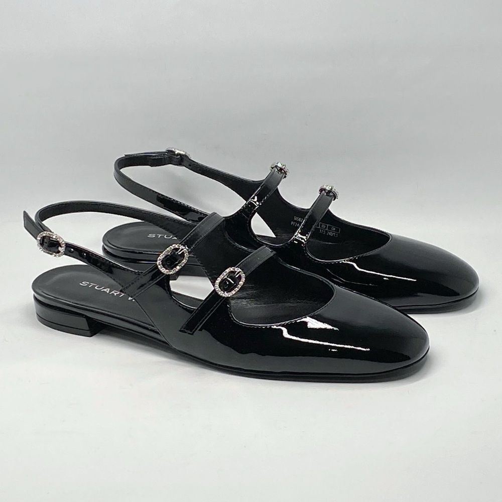 Stuart Weitzman embellished Patent Leather Slingback Flats size 7